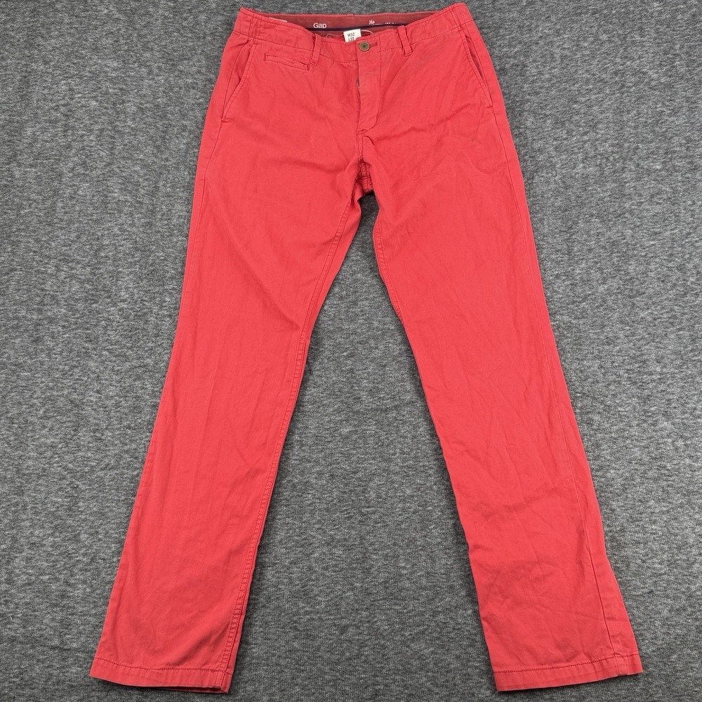 Gap Lived In Slim Chino Mens Pants Hula Red Cotton Casual Straight Size W32 L32